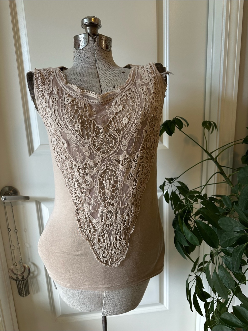 O2 Collection Beige Tank Top with Brand Label